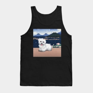 Cute Shih Tzu Maltese Dog Puppy at Japanese Mounts of Fuji Tank Top